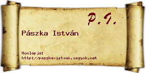 Pászka István névjegykártya
