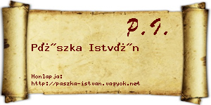 Pászka István névjegykártya